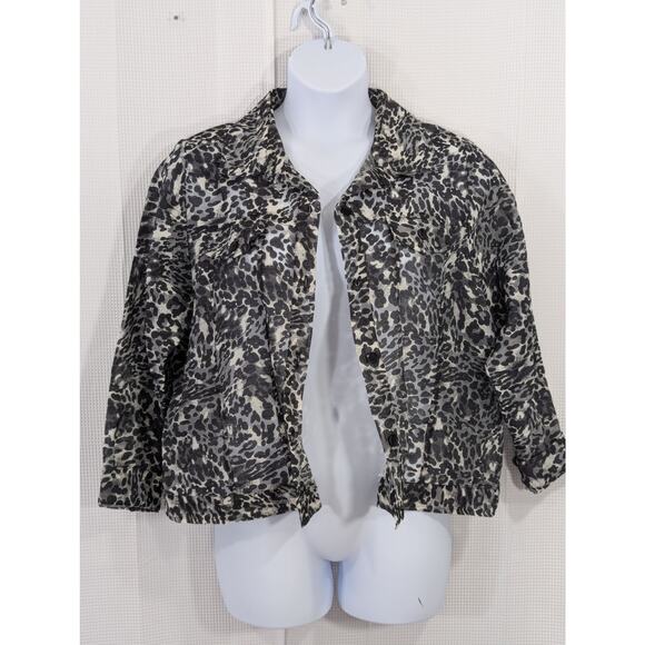 NWOT! NOTATIONS WOMAN! LINEN+! BLACK,TAN SHEER NET JEAN JACKET STYLE TOO! SZ 1X - Picture 2 of 10